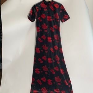 Vintage velvet floral dress